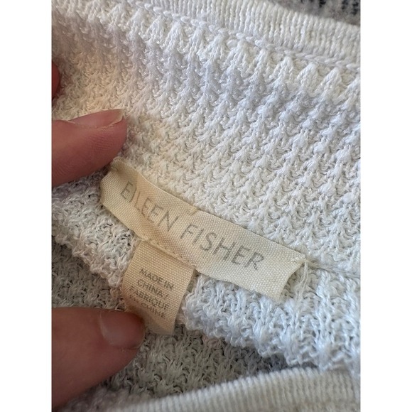 Eileen Fisher Waffle Knit Cotton Blend Mock Neck Pullover Sweater - Picture 3 of 5